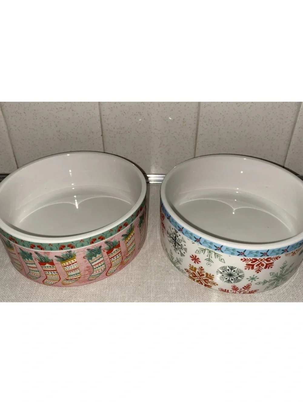 Fitz And Floyd Pet Dog Cat Bowls Set Christmas